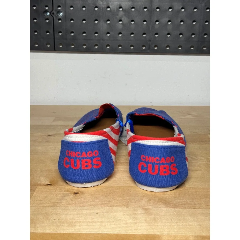 Chicago Cubs MLB Womens Canvas Slip On Shoes Blue‎ Red Stripes Team Beans Large